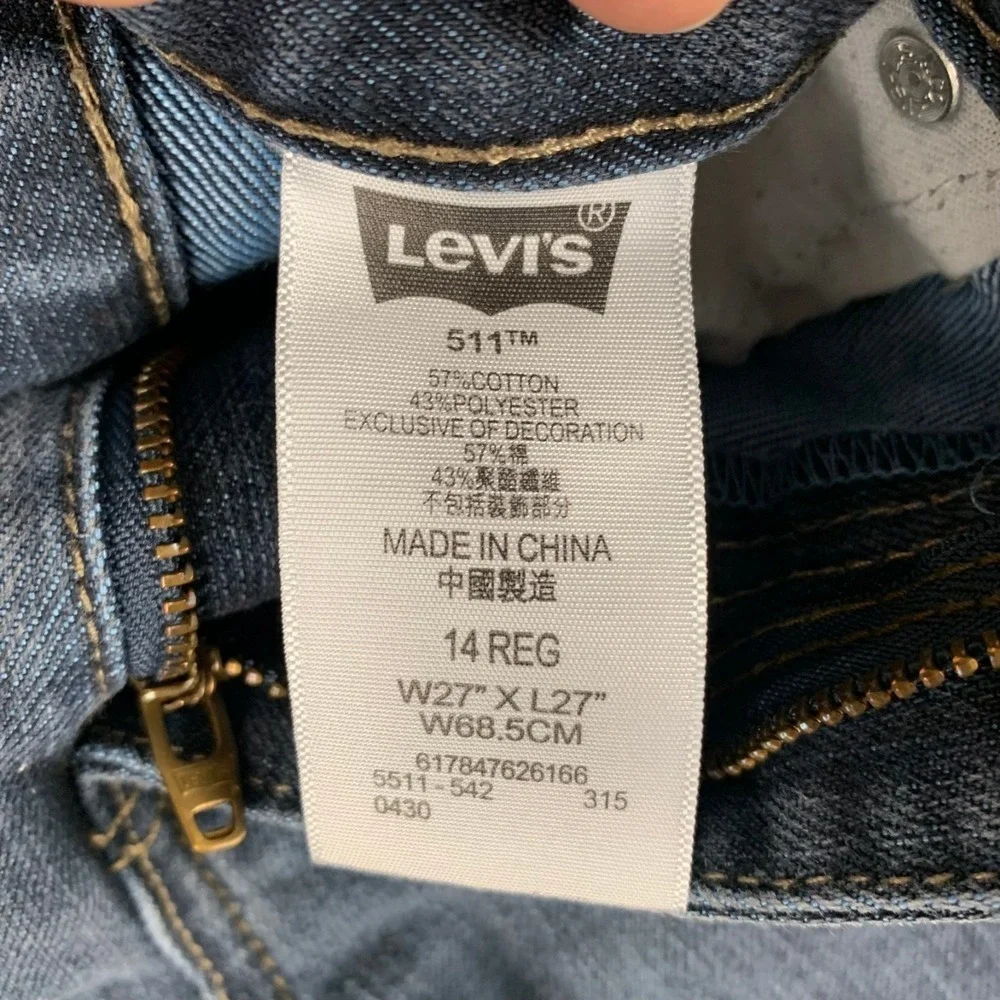 Levi's Jeans Boys 14 Reg Dark Blue Wash 511‎ Slim Fit Denim 5511-542